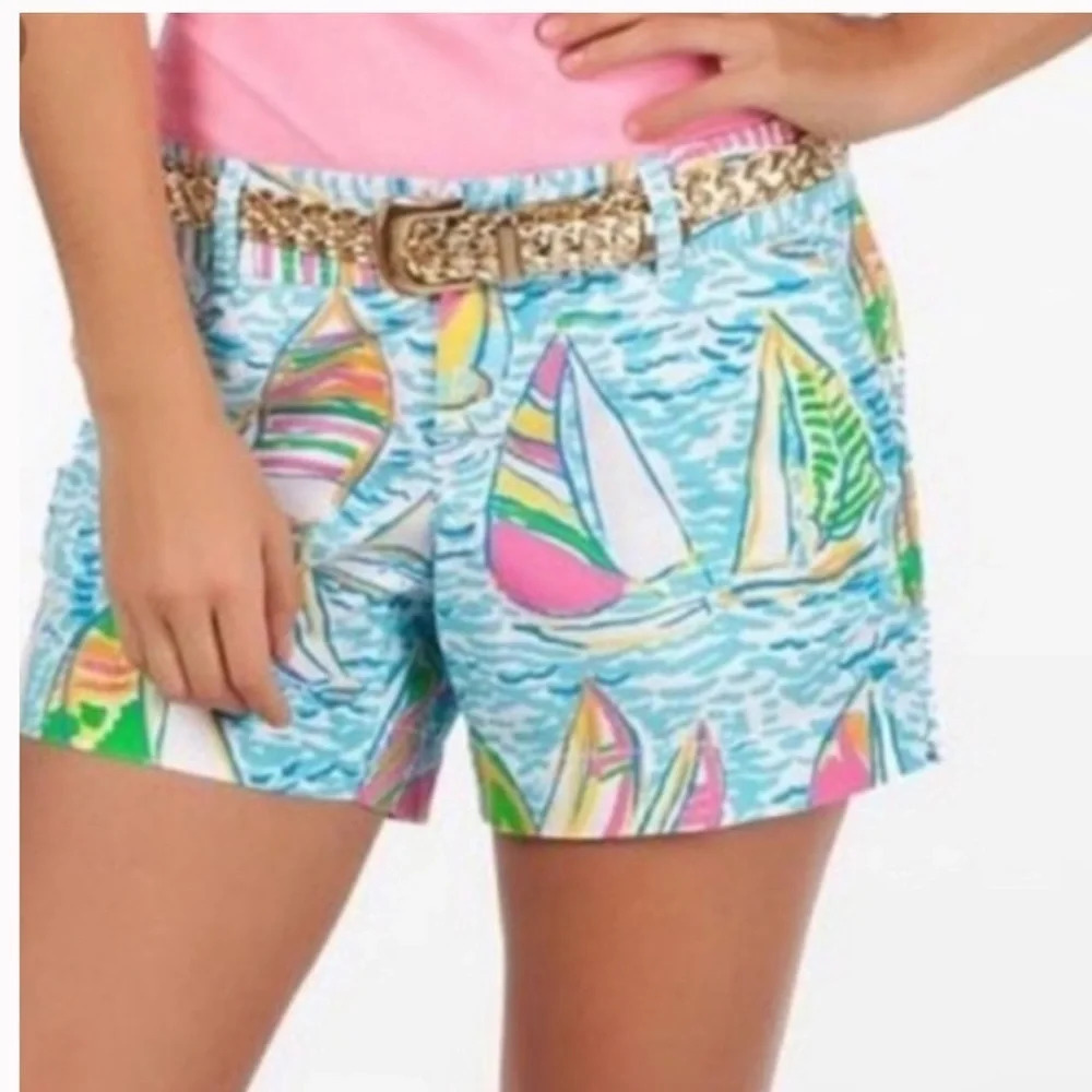 Lilly Pulitzer Blue You Gotta Regatta Sailboat Original Colorway Shorts Size 0